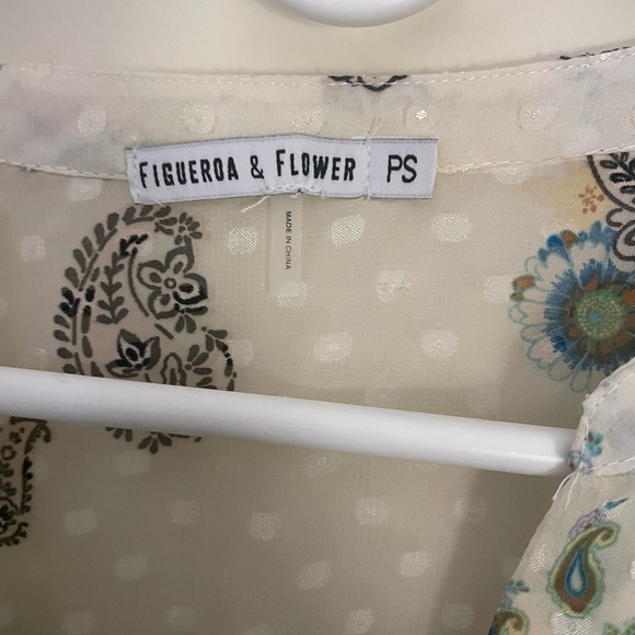 Fig and Flower Paisley Chiffom Pleated Top Small‎ Petite EUC Floral Boho Sheer - Picture 8 of 8
